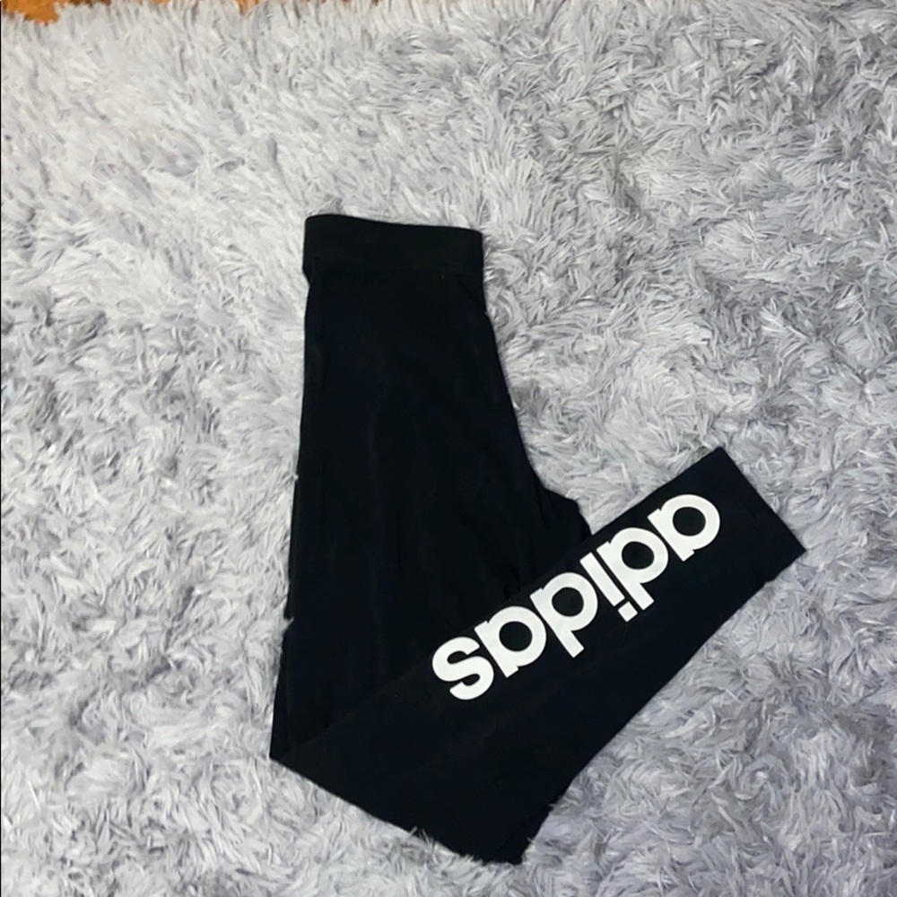 Plain Black Adidas Leggings